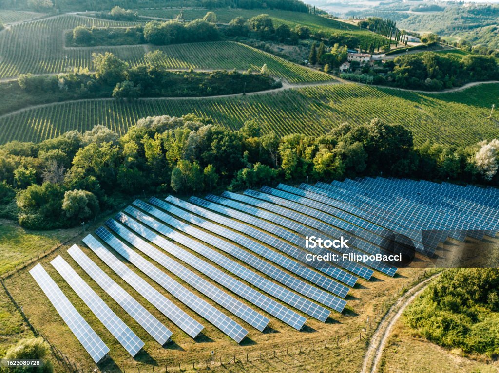 Solar panels generating clean electricity